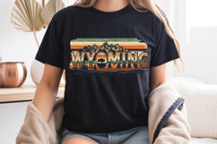 Wyoming State PNG, Vintage Mountain Bison Sublimation Product Image 7