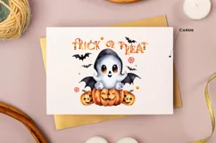 Trick or Treat, Halloween Lettering PNG, Ghost and Pumpkin Product Image 6