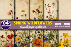 Spring Wildflowers Digital Paper PNG Product Image 1