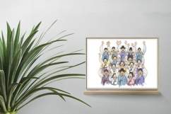 Diverse Historical Koreans Manse Cheering Crowd PNG Product Image 2