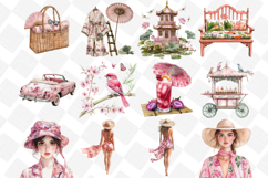 Pink Chinoiserie Summer Clipart - Set Of 38 Png Bundle Product Image 3