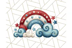 Patriotic Scandinavian Rainbow Clipart PNG, 4th Of July Png Product Image 3