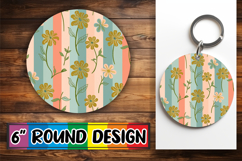 Sweet Keychain Round Design PNG, Gold Flower Product Image 1
