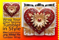 Glittering Hearts of Passion: 3D Valentine's Tumbler Wrap Product Image 1