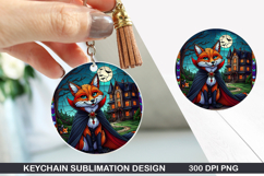 Stained Fox Keychain Sublimation -Halloween Keychain PNG Product Image 1