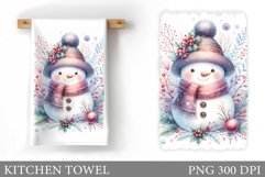 Snowman Kitchen Towel. Christmas Kitchen Towel Sublimation Product Image 1
