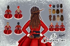 Christmas clipart, Black Santa girl clipart, Christmas PNG Product Image 1
