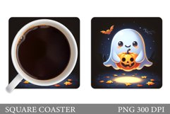 Cute Ghost Coaster Design. Halloween Coaster Sublimation Product Image 1