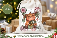 Christmas Cow Santa Sack Design, Christmas Gift Bag Print Product Image 1