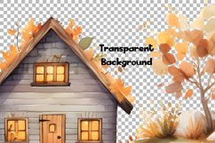 Cozy Fall Cottage Watercolor 26 Cliparts Collection Product Image 7