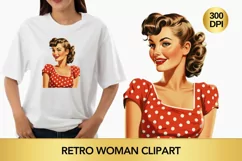 Retro woman clipart, Retro woman sublimation Product Image 1