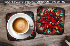 Flowers Coaster Sublimation, Winter Flowers Coaster PNG Product Image 1