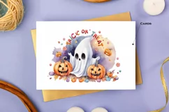 Trick or Treat, Halloween Lettering PNG, Ghost and Pumpkin Product Image 6