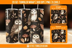 Cute Owl Seemless Tumbler Wrap Designs, Sublimation Wrap Product Image 1