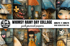 Whimsy Rainy Day Collage Journal Paper Patterns PNG Product Image 1