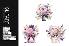 Floral Vase Art Clipart PNG Product Image 1