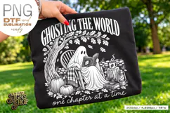 Ghost Reading Book Lover PNG, Retro Fall DTF Product Image 1