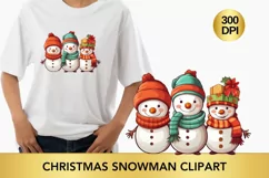 colorful Christmas snowman clipart, snowman sublimation Product Image 1