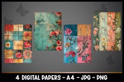 4 Vintage Floral Digital Papers I Junk Journal Page Product Image 2