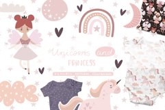 Cartoon unicorns and princesses. Fairytale collection Product Image 1