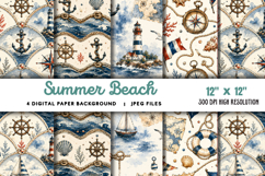 Summer Beach Ocean Waves Background JPG Product Image 1