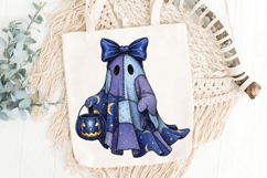 Halloween Blue Ghost Png, Halloween Patchwork Ghost Png. Product Image 6
