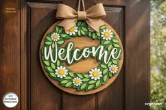 Spring Wreath Door Sign Laser Cut | Wooden Door Sign | SVG Product Image 1