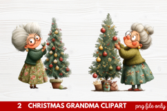 Christmas Grandma Clipart | Cute Holiday Granny PNG Illustra Product Image 1