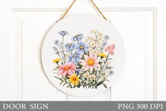 Wildflowers Door Sign Sublimation. Flowers Door Sign Design Product Image 1