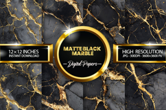 Matte Black Marble Digital Papers - 04 variations Product Image 1