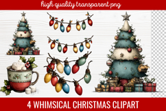 4 Whimsical Christmas Clipart | Cute Holiday PNG Set Product Image 1