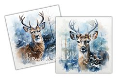 Watercolor Deer Winter Backgrounds|Digital Paper Product Image 3