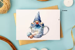 Watercolor Christmas gnome in tea mug, Gnome PNG Product Image 7