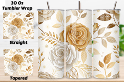 Golden Rose Seamless Tumbler Wrap, Metallic Gold and Ivory Product Image 1