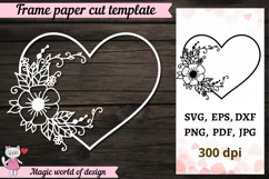Valentine Frame bouquet branch svg, Paper cut svg Product Image 1
