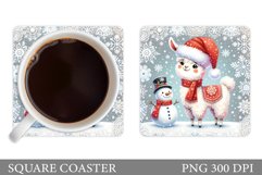 Christmas Lama Coaster Design. Christmas Coaster Sublimation Product Image 1