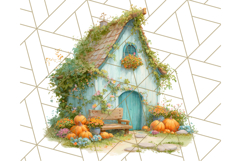 Fall Barn Clipart PNG With Pumpkins and Flowers, Autumn Png Product Image 3