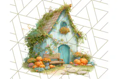 Fall Barn Clipart PNG With Pumpkins and Flowers, Autumn Png Product Image 3