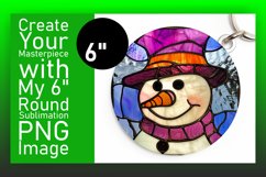 Stained Glass Snowman Round Design Christmas Keychan PNG Product Image 1