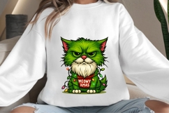 Funny Christmas green cat png design for T-shirts Product Image 4