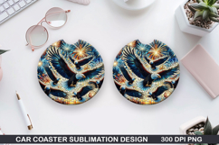 Eagle Flag Car Coaster Sublimation| 4th Of July Coaster PNG Product Image 1