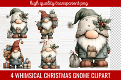 4 Whimsical Christmas Gnome Clipart | Cute Holiday Gnome PNG Product Image 1