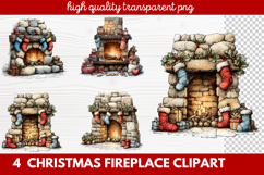 Cozy Christmas Fireplace Clipart | Holiday Mantel &amp; Winter Product Image 1