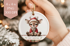 Cute Baby Deer Christmas Ornament Sublimation PNG Product Image 1