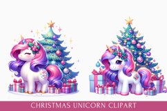 christmas unicorn clipart, cute christmas unicorn bundle Product Image 5