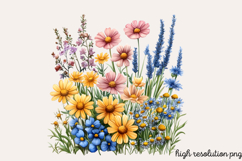 Wildflowers Arrangements Clipart Bundle PNG Product Image 5