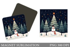 Snowman Magnet Design. Christmas Magnet Sublimation Product Image 1