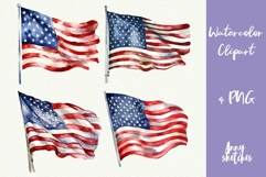 American Flag PNG 4th of July Watercolor Clipart Product Image 1