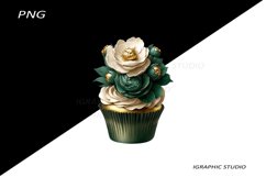 Floral Cupcake Clipart, Peony Product Image 1