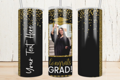 Graduation Skinny Tumbler Wrap | Black and Gold Design Product Image 1